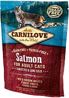 Корм Carnilove сухой для кошек с чувствительным пищеварением Sensitive & Long Hair, лосось, 400 г