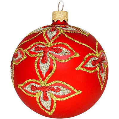 Кулька новорічна 4853 червона матова 80 мм