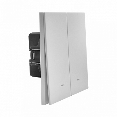 Выключатель двухклавишный HausMark INO с подсветкой белый LS- 2G LED-EU-White