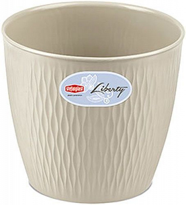 Горщик пластиковий Stefanplast Liberty круглий 4,6л світлий беж (87206)