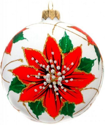 Шар стеклянный Цветы 2 d80 К-263-80 белый