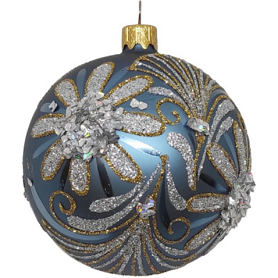 Куля новорічна 10162-3 80 мм синій