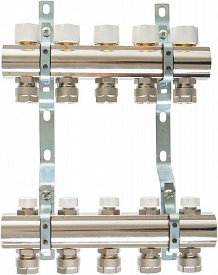 Колекторна група з відсікачами і термоклапанами Luxor М30х1,5 5 виходів для радіаторів