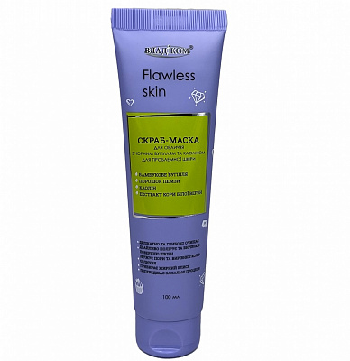 Скраб для лица Владіком с черным углем и каолином для проблемной кожи 100 мл