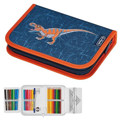 Пенал 31 предмет Dinomania 50032990 Herlitz синий
