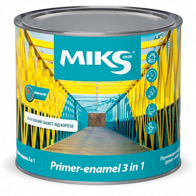 Грунт-эмаль MIKS Color 3 в 1 RAL 6035 зеленый полуглянец 2,3кг