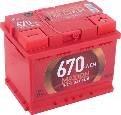 Аккумулятор автомобильный MAXION Premium+ 6СТ - 67 А2E 670 R 67А 12 B «+» справа