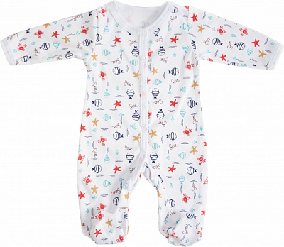 Комбінезон ясельний унісекс GABBI KB-23-1 рибки р.68 білий із малюнком 13638