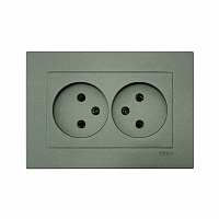 Розетка подвійна побутова без заземлення EXEN Karell IP20 антрацит 200-131303-244