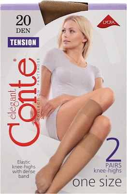 Гольфы женские Conte Tension 20 den 2 пары р. one size бронзовый 