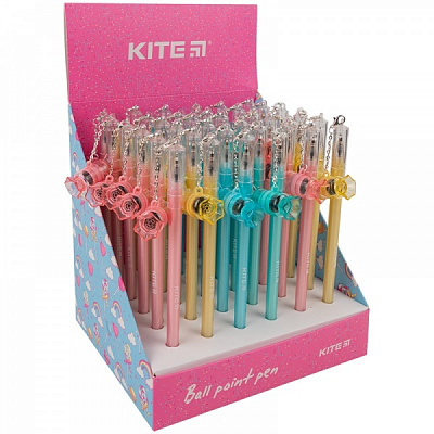 Ручка шариковая KITE с печатями синяя 