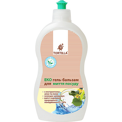 Моющее средство для ручного мытья посуды TORTILLA Эко гель-бальзам 0,5л
