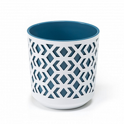 Кашпо пластикове Ламела Ацтек 250 круглий 10 л білий із синім (LA792-48)