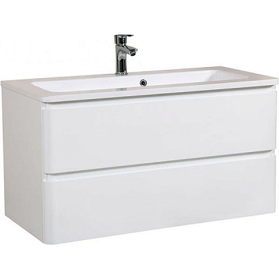 Тумба подвесная Aqua Rodos Акцент с умывальником Альфа 100