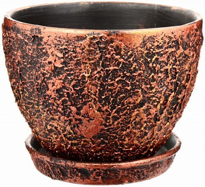 Горшок керамический Майский Паутина круглый античная бронза 