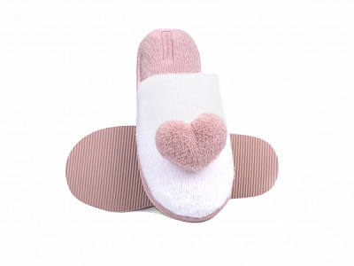 Тапки домашние Twins HS-LUX меховые Сердце р. 40 белый 