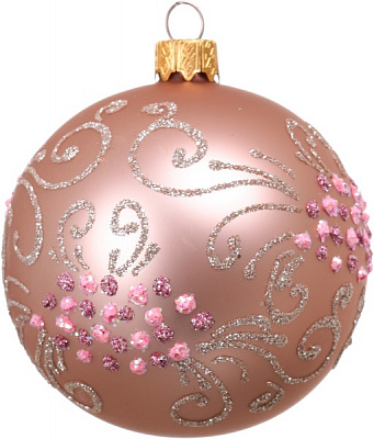 Елочная игрушка в форме шара с рисунком цветов 8 см AVG113310 