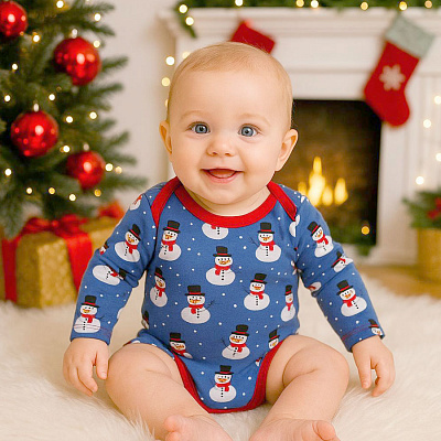 Боди детское унисекс Blanka Снеговик р.74-80 синий 110891