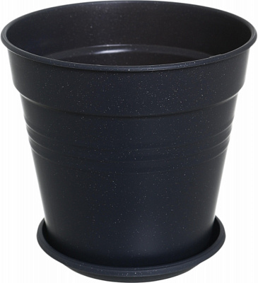 Вазон пластиковий Глорія з підставкою 11х10,2 см круглий граніт 0,6 л Алеана