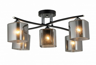 Люстра стельова Sensio Glimmer 5x40 Вт E27 чорний/димчастий LS-07363/5S-E2740W