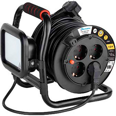 Удлинитель на катушке Electraline с заземлением 4 гн. черный 15 м 49213 