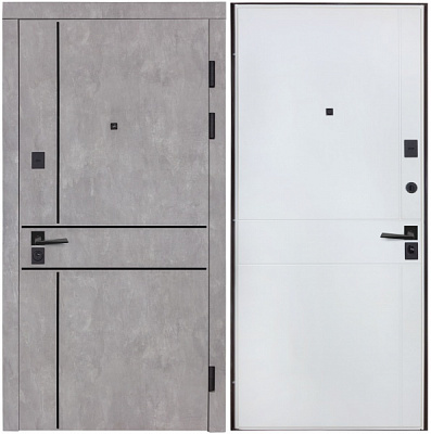 Двері вхідні Булат К-8 (квадро) 540/249 wavestone grey / білий супермат 2050x850 мм праві
