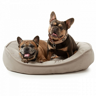 Лежак PETBED Velor Пончик L 90x75x20 cм серый