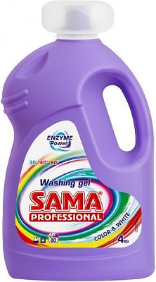 Гель для машинной и ручной стирки SAMA для цветных и белых тканей 4 кг