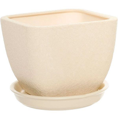 Горщик керамічний Оріана-Запоріжкераміка Ноктюрн №3 шовк бежевий квадратний 1,8л бежевий (106-3-041)