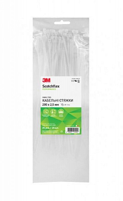 Стяжка кабельная 3M Scotchflex FS-200 A-C 200 х 2,5 мм 25 шт. белый 