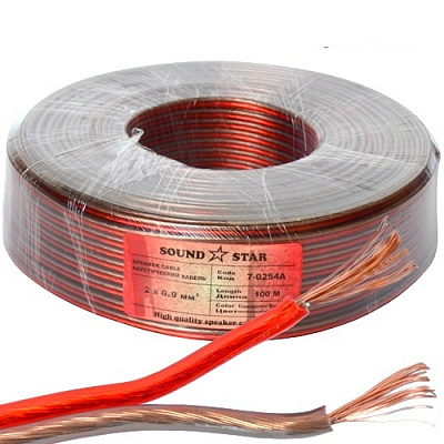 Кабель акустический многожильный ЕМТ 2х0,9 кв.мм прозрачный 0,9 медный алюминий CCA 