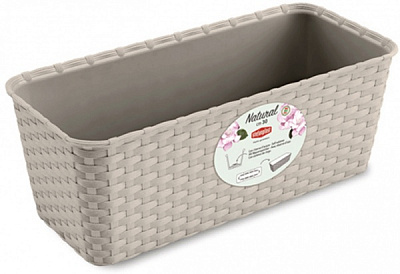 Вазон пластиковий Stefanplast Natural прямокутний 5,3л бежевий
