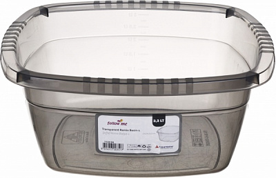 Миска квадратная полупрозрачная серая 3 л Follow Me