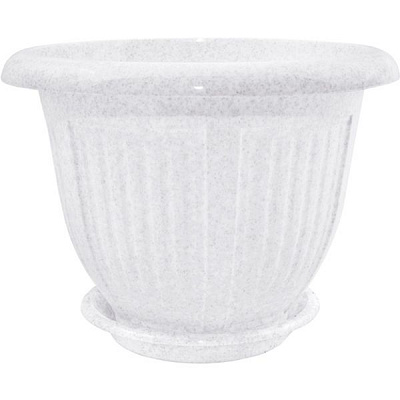 Горщик пластиковий Алеана Хвиля круглий 1,1л білий із сірим (112048)