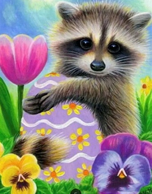 Набор со стразами на картоне 5D Енотик и весна 21x25 см GoToArt