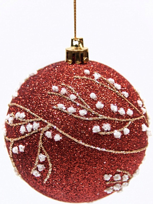 Куля новорічна Гілочки 80 мм помаранчевий 7350