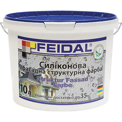 Рельефная краска силиконовая Feidal Struktur Fassad Farbе мат белый 10л 