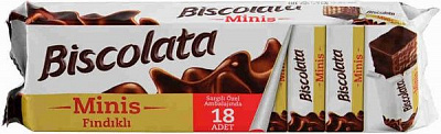 Вафли Biscolata Minis в молочном шоколаде с ореховым кремом 117 г 