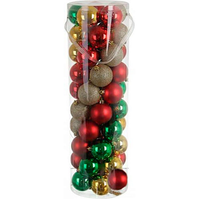 Набор елочных шаров пластиковых в ассортименте d60 мм 50 шт./уп.