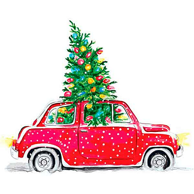 Салфетки La Fleur Новогодний автомобиль 33x33 см 20 шт