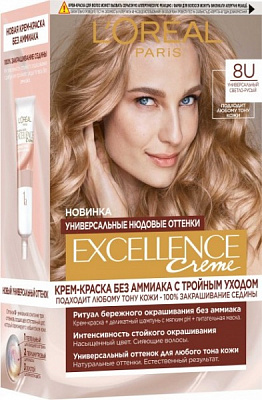 Фарба L'Oreal Paris Excellence Crème Universal Nudes 8U універсальний світло-русявий 192 мл