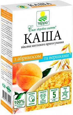 Каша вівсяна Терра з абрикосом та вершками миттєвого приготування 190 г