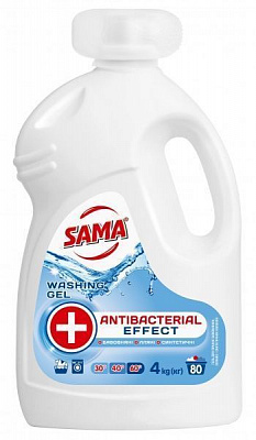 Гель для машинного та ручного прання SAMA для виробів із бавовняних, лляних та синтетичних волокон 4 кг