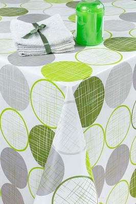 Скатерть Лайт 130x120 см белый с салатовым 