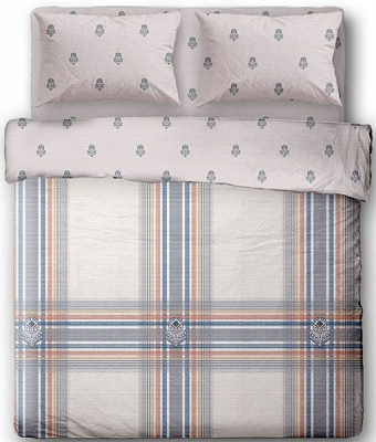 Комплект постельного белья Bright Check семейный бежевый с рисунком Ibodo 
