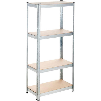 Стеллаж металлический Меткас с полками из ДВП (Бюджет) 1500x700x300 мм оцинкованный (5010) 