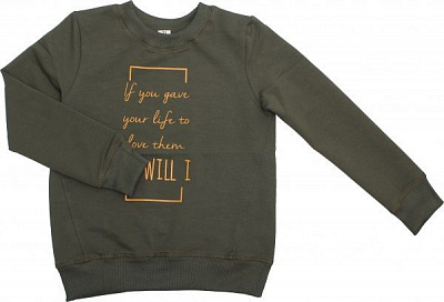 Свитшот Маленькие люди для девочки 13 р.146 оливковый 