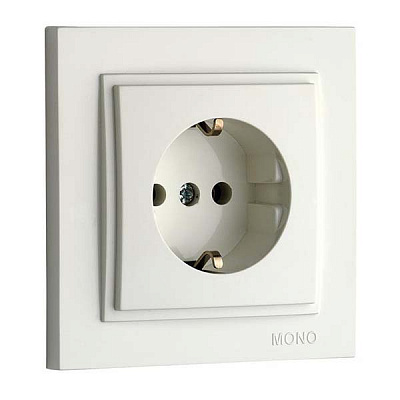 Розетка із заземленням Mono Electric Despina без шторок без кришки білий 102-190021-117