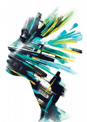 Декор настенный Девушка 59,4x42 см синий с рисунком 