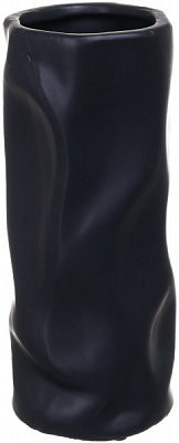 Ваза керамическая черная Rumpled 10х24 см